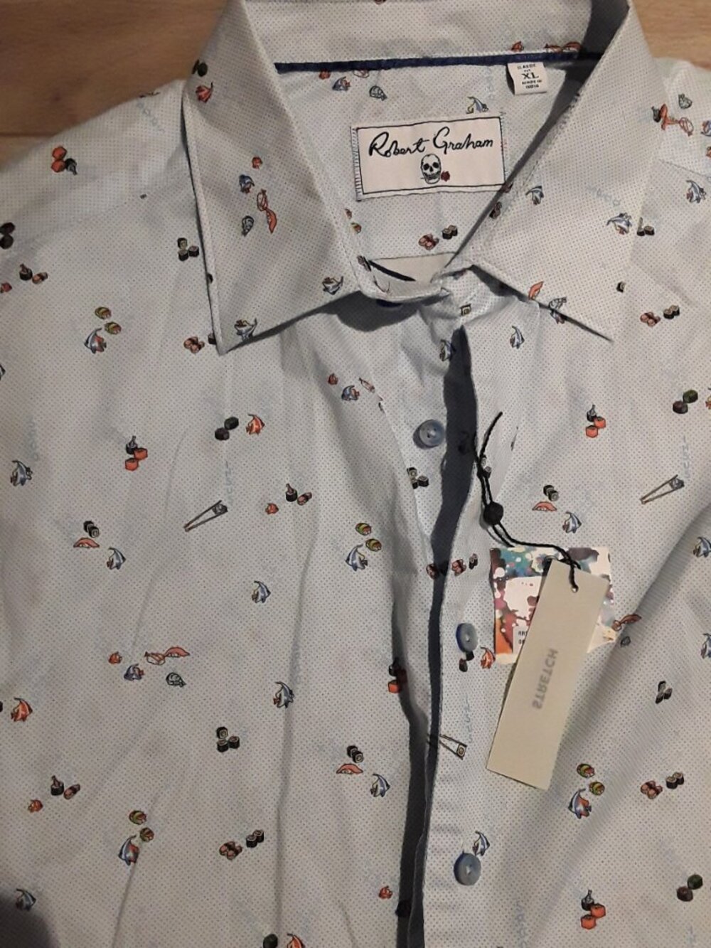 Robert Graham Men’s XL Shirt NWT – Novelty Sushi Print – Designer Button Front